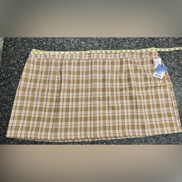 ☀️4X MULTI PLAID TAN BLUE Abound NWT Micro Mini Skirt School Academia Nordstrom - Picture 10 of 13